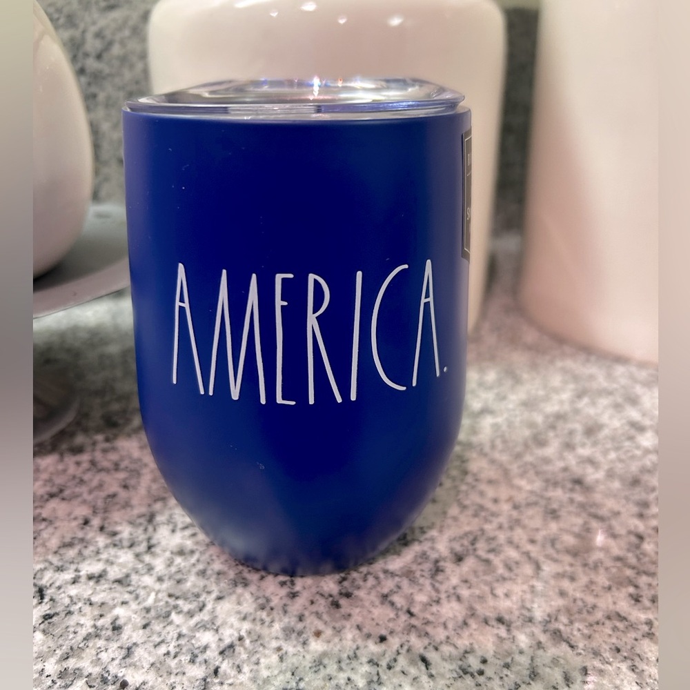 Rae Dunn AMERICA insulated stainless steel wine glass NWT